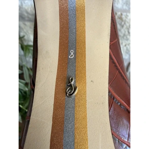 Sam Edelman RARE Raekel Croc-embossed Spiced Red Leather Block Heel Tall Boot 8M - Picture 11 of 11